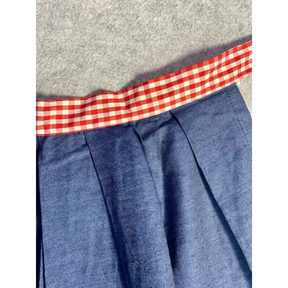 Vintage Handmade 4th of July Apron, Pleated, Red White and Blue Denim Farmcore